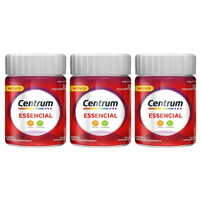 Centrum Essencial + Energia e Imunidade Suplemento Alimentar C/30 Comprimidos - kit C/3