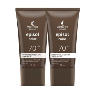 Kit 2 Protetor Solar Episol Color Pele Negra T5 FPS 70 Loção com Efeito de Base 40g em Oferta na Shopee