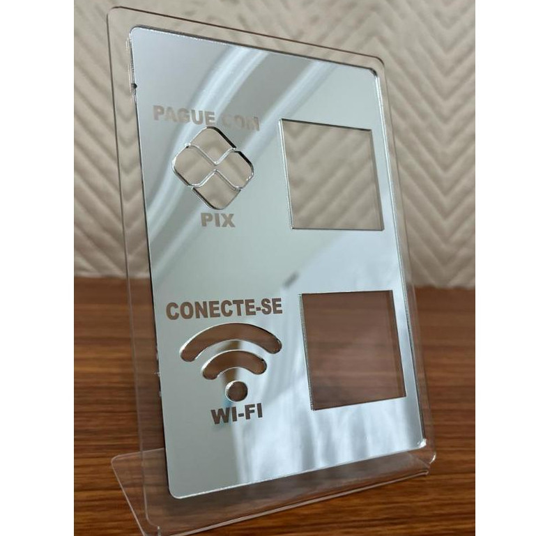 Placa Pix e Wifi Em Acrílico Mesa Balcão Loja Escritório Consultório Recepção Entrega Rápida