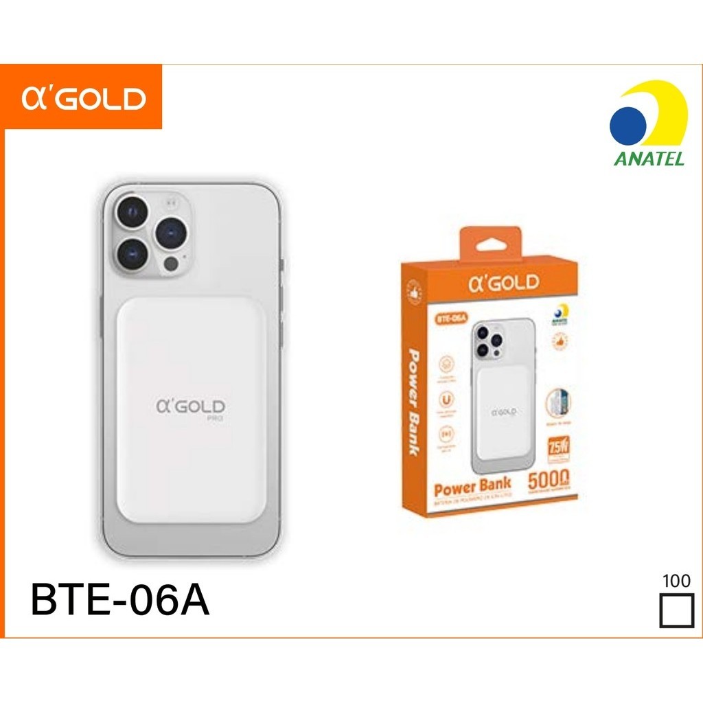 Carregador Portatil Power Bank Magnetico  A'GOLD 5000 MAH em Oferta na Shopee