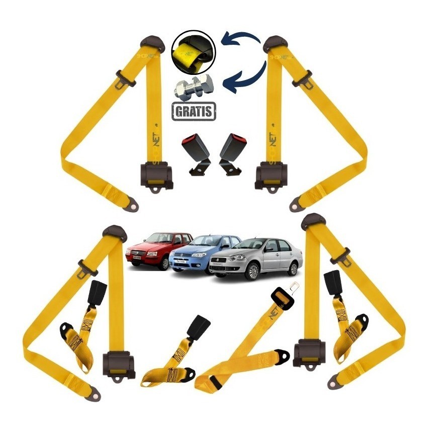 Kit Cinto Segurança Uno/palio/siena 4 Portas Completo - Gt