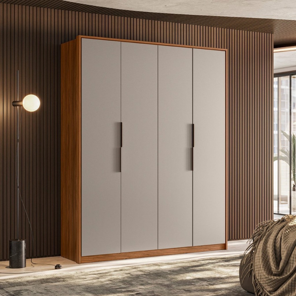 Guarda Roupa Casal 4 Portas Attore Nogueira Touch/Nude Prime em Oferta na Shopee