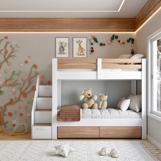Beliche Infantil/Juvenil 2 Gavetas Star Plus Casatema Branco/Montana em Oferta na Shopee