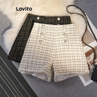 Lovito Short feminino casual com botão geométrico LNE51436