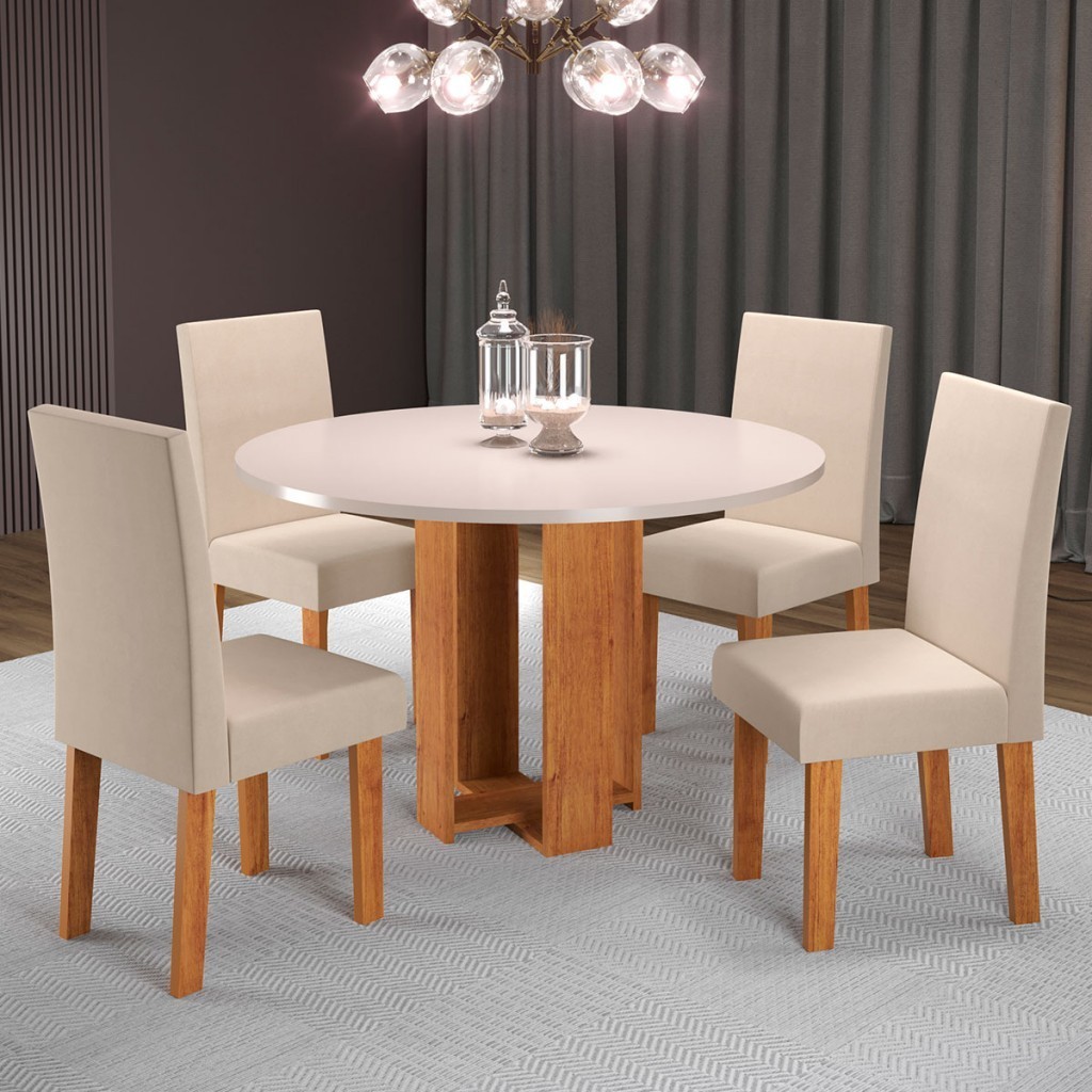 Mesa de Jantar 4 Lugares Marta Mel/Blonde/Nude 27067 - Viero Móveis - Home & Living