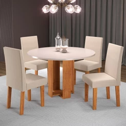 Mesa de Jantar 4 Lugares Marta Mel/Blonde/Nude 27067 - Viero Móveis