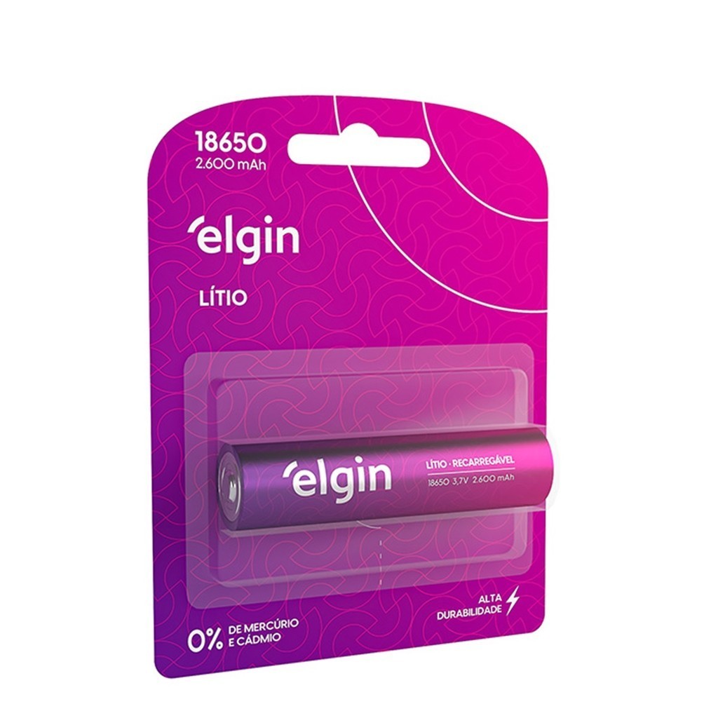 Pilha Recarregável 18650 Elgin Bateria 2600mAh 1 unidade - Home Appliances