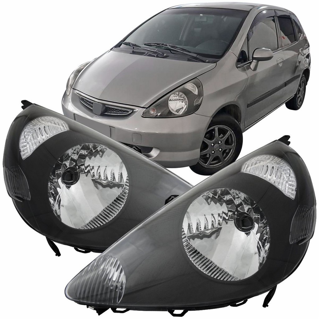 Par Farol Principal Máscara Negra Honda Fit anos 2003 2004 2005 2006