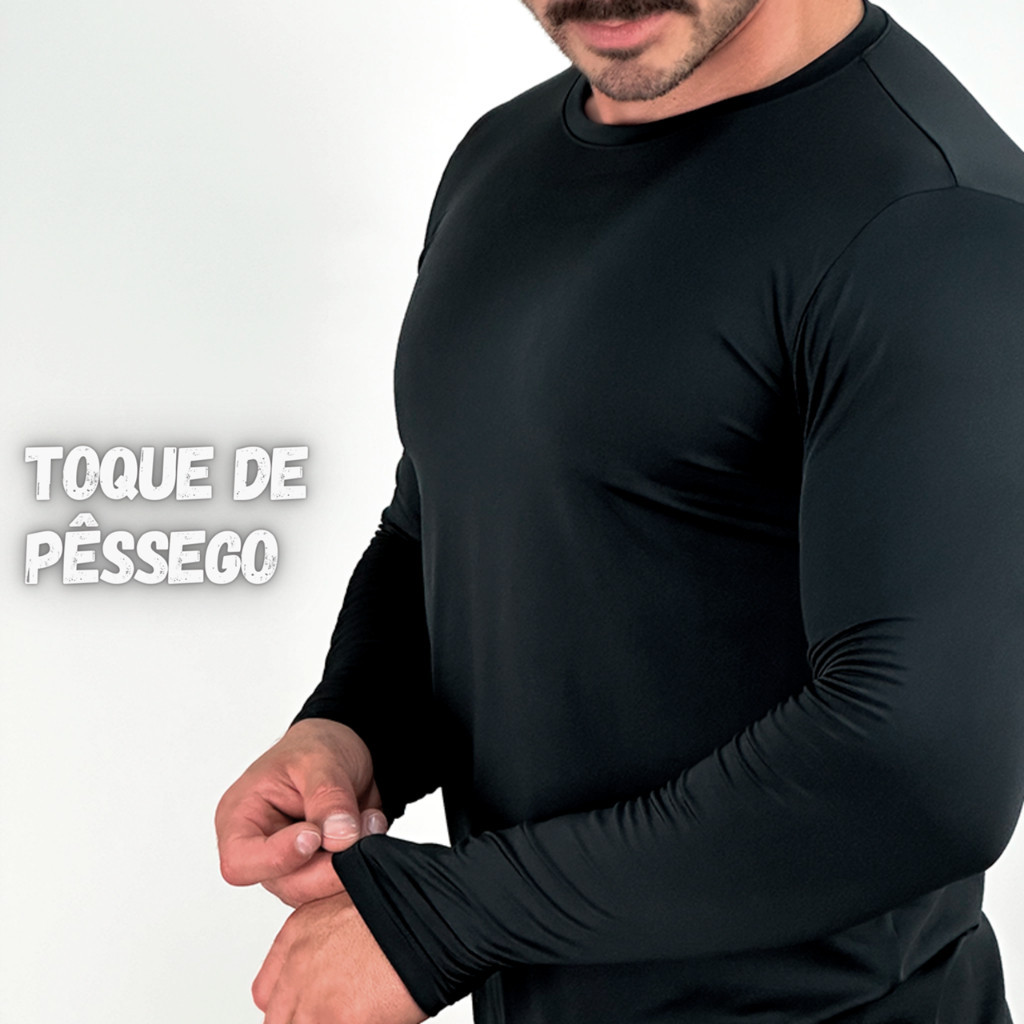 Camiseta Masculina Manga Longa Térmica com Proteção UV 50+ Conforto