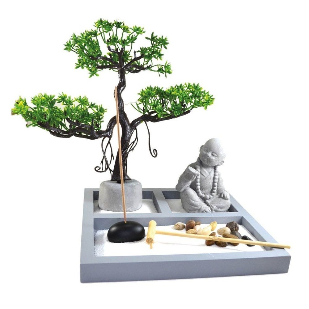 Terrário Bandeja Areia Altar Jardim Zen Decorativo Buda Madeira 20cm