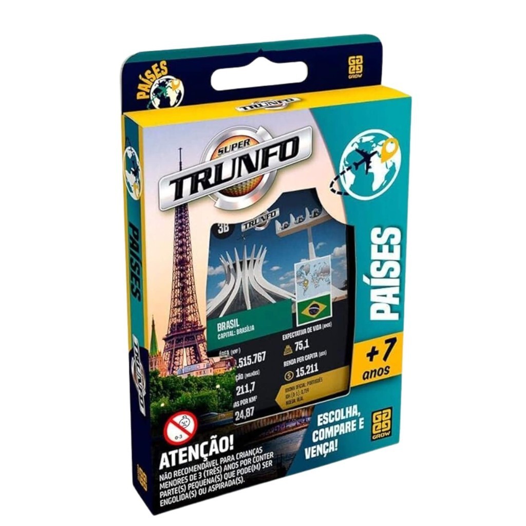 Brinquedo Infantil Jogo de Cartas Super Trunfo Paises Grow - 01403 em Oferta na Shopee