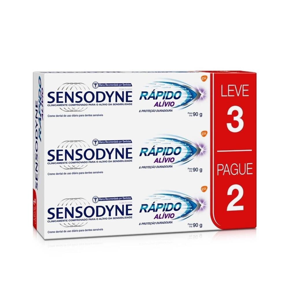 Creme Dental Sensodyne Rapido Alivio 90g Leve 3 Pague 2 em Oferta na Shopee