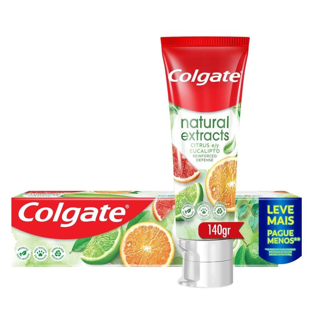 Creme Dental Colgate Natural Extracts Citrus e Eucalipto 140g em Oferta na Shopee