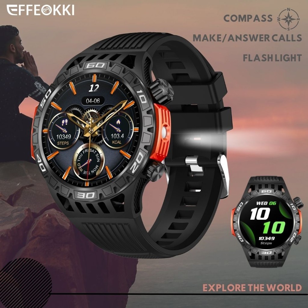 Smartwatch Relógio Inteligente Original Para Pulso 1,46 " Hd Screen Make/Answer Chama Lanterna Bússola Externa