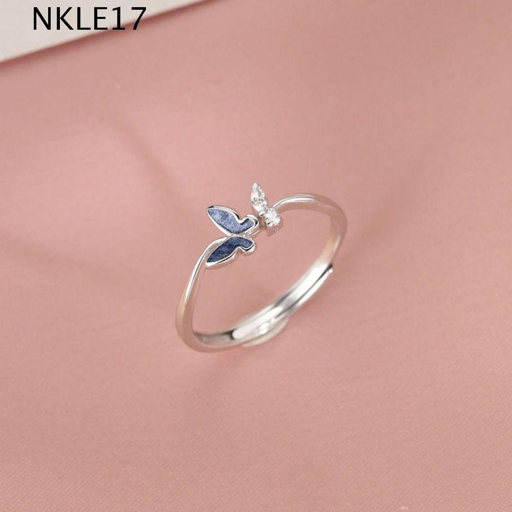 NKLE17 Anel De Dedo Em Zircônio Incrustado , Borboleta Azul Elegante Exquisito , Acessórios De Jóias Light Luxo Doce Moda Aberta Presentes