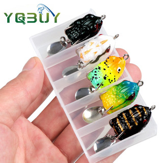5 Pçs Conjunto 2.5cm/3g Sapo Macio Isca De Pesca Mini Macia Ganchos Duplos Superior Raio Água Artificial