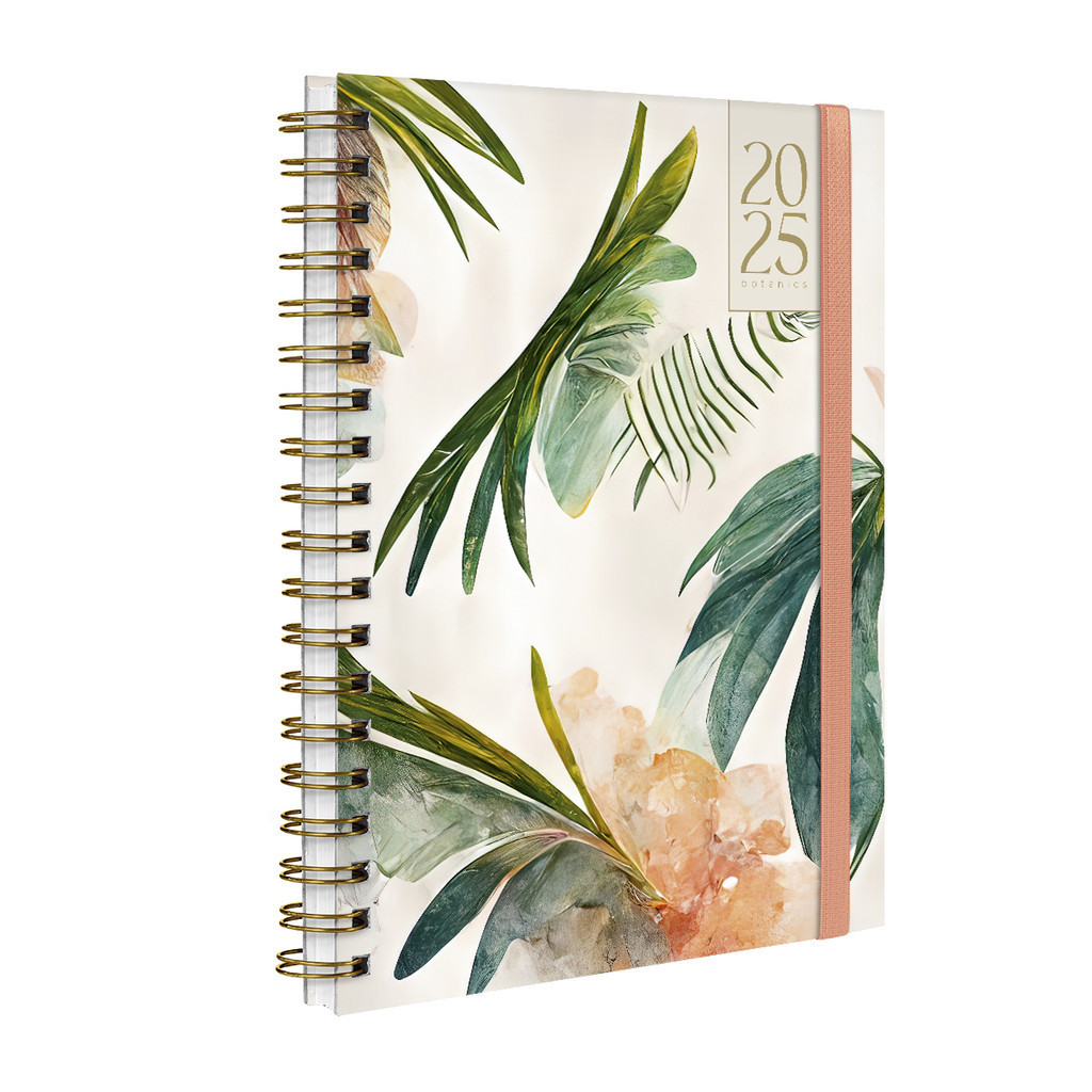 Agenda 2025 Planner Semanal Plus Capa Dura Botanics Palm Leaves Salmão