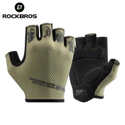 Luvas De Ciclismo ROCKBROS Elásticas De Verão Meio Dedos Respiráveis Bicicleta MTB À Prova De Choque Homens Mulheres
