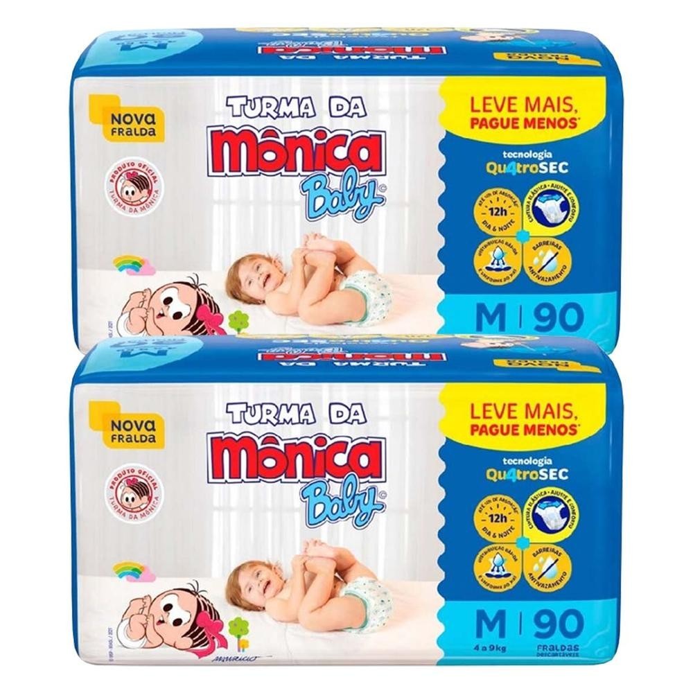 Kit 2 und Fralda Infantil Turma da Mônica Giga Tamanho M 90 und em Oferta na Shopee