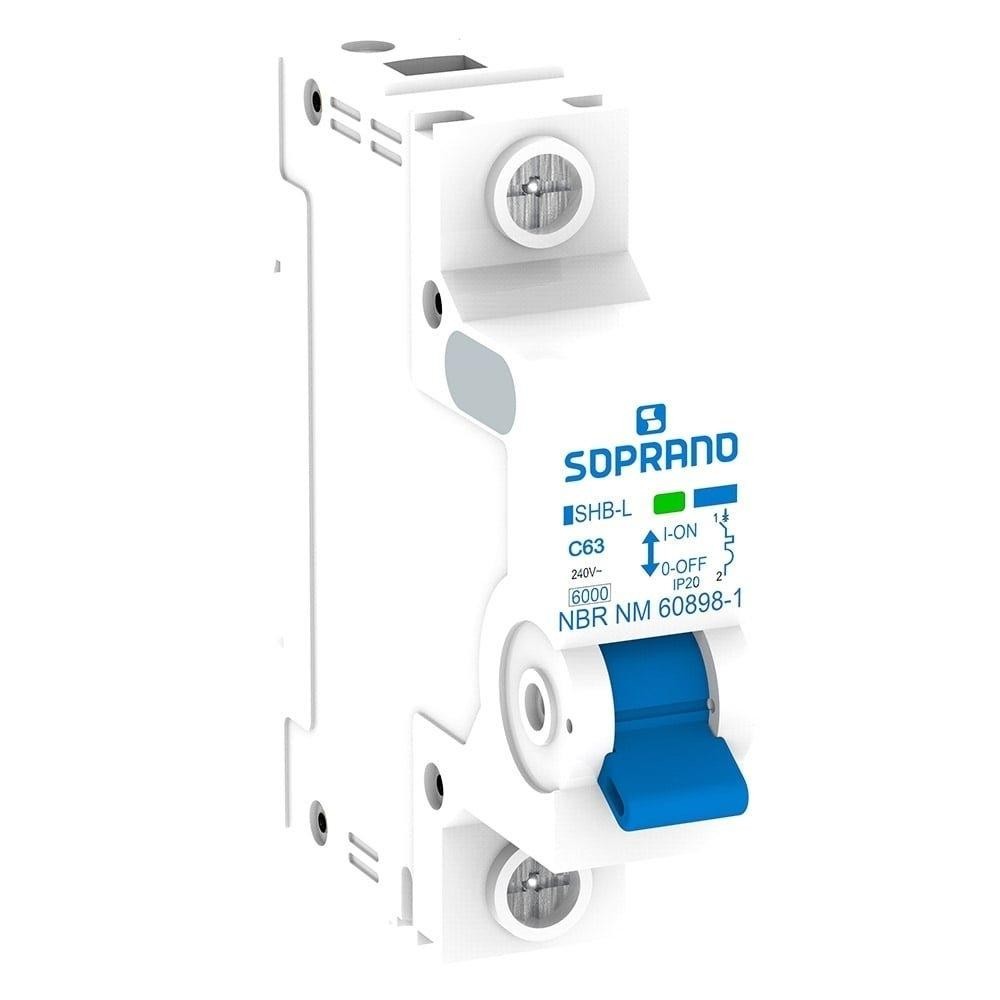 Disjuntor Soprano DIN 1P 50A SHB Curva C Cemig Branco - Home & Living