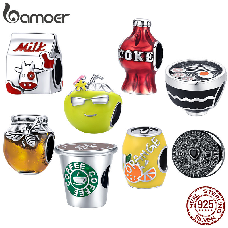 Bamoer 925 Sterling Sliver Charms Food Coffee Beads Acessórios Para Pulseiras em Oferta na Shopee