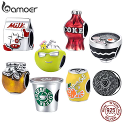 Bamoer 925 Sterling Sliver Charms Food Coffee Beads Acessórios Para Pulseiras