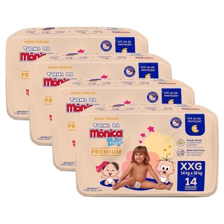 Kit 4 Fralda Turma da Mônica Baby Premium Jumbo XXG com 14un cada em Oferta na Shopee