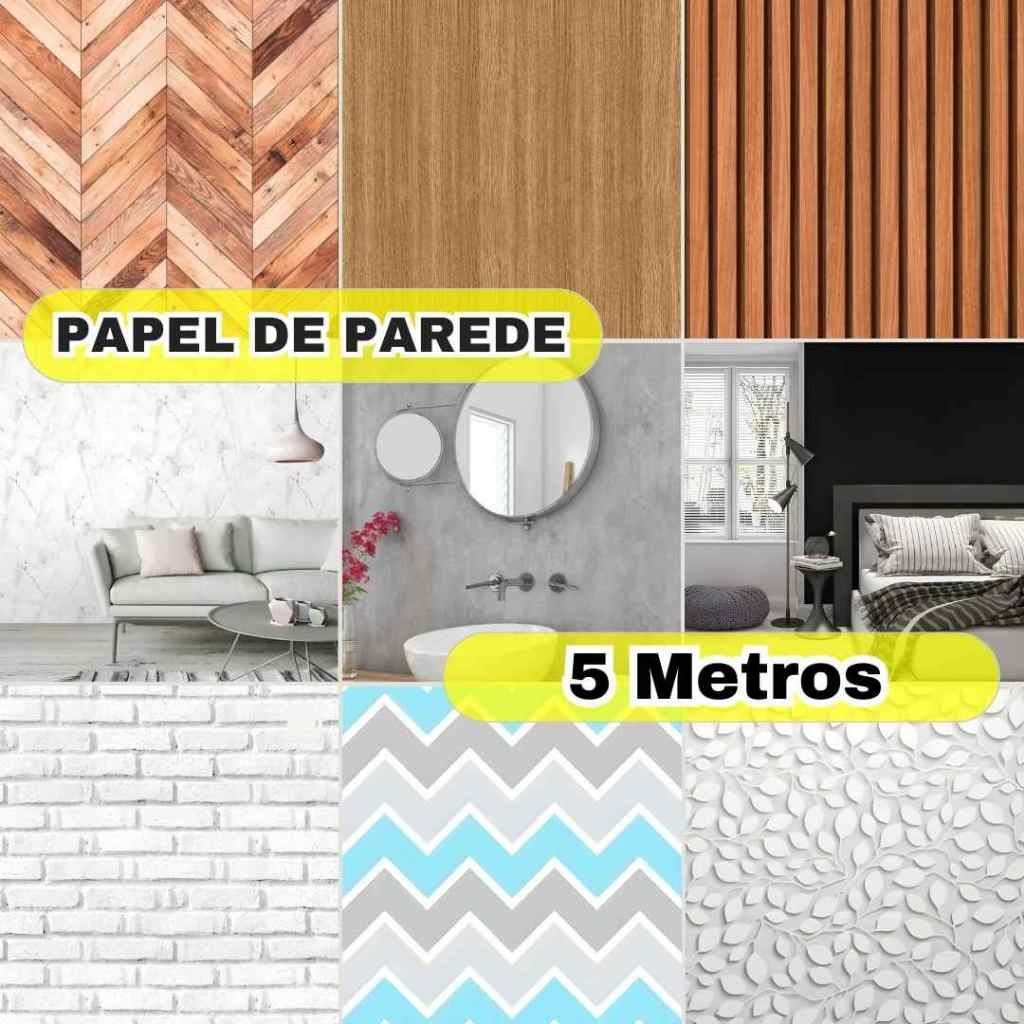 Papel de Parede 3d Adesivo Autocolante Decorativo 5 Metros 10 Metros Para Sala Ripado Cinza Amadeirado Marmorizado Tijolinho Infantil Para Quarto Autoadesivo