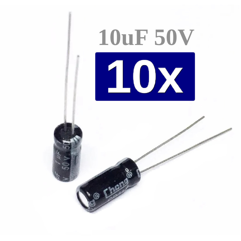 Kit 10 Unidades Capacitor Eletrolitico 10uF 25v Eletronica Pcb Manutençao CIrcuito em Oferta na Shopee