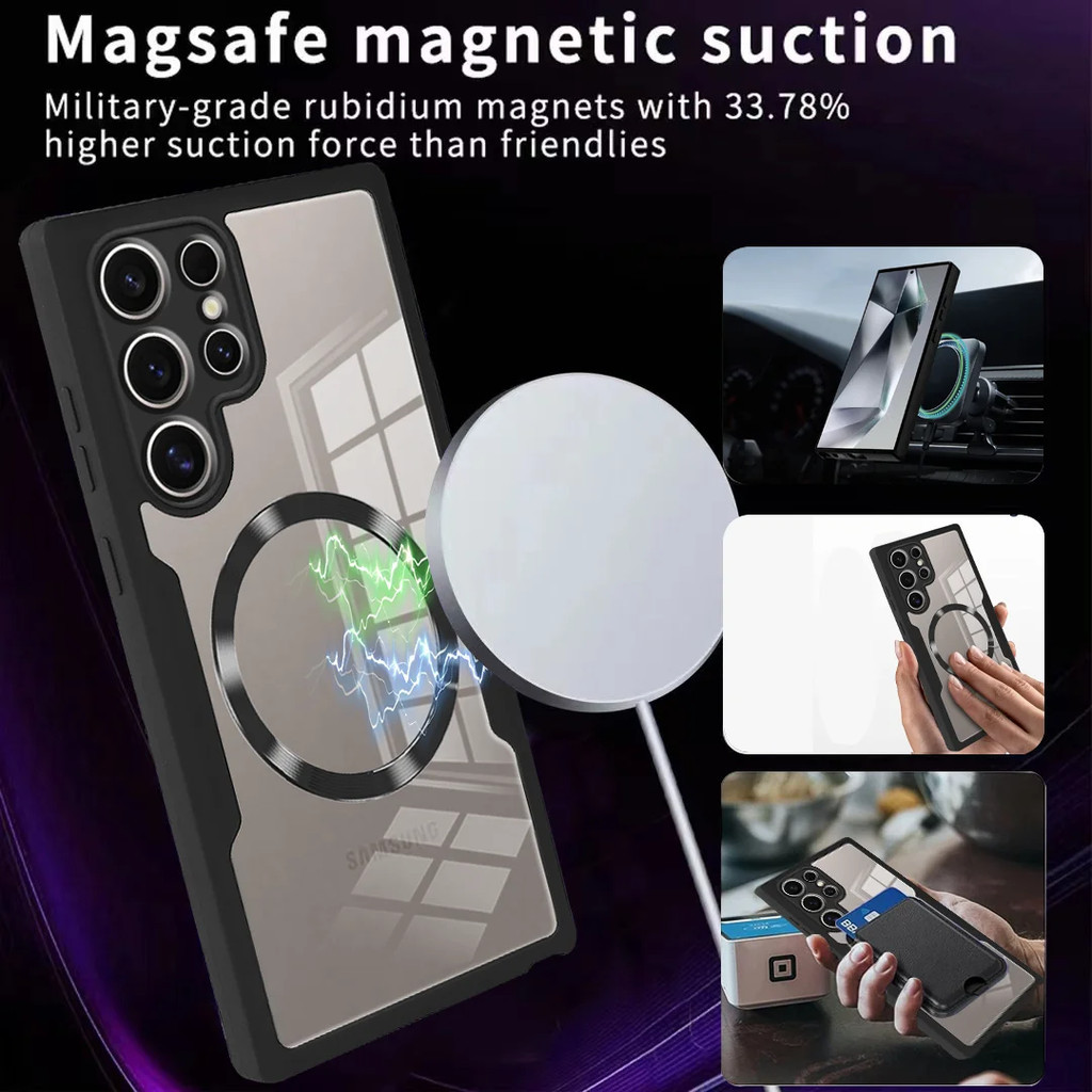 Para Samsung Galaxy S24 S23 S22 Ultra Plus S23 FE S21 FE Forte Sucção Magnética De Pele Amigável co 360 ° Estojo Telefone Celular Magnético Com Tudo Incluído Adequado