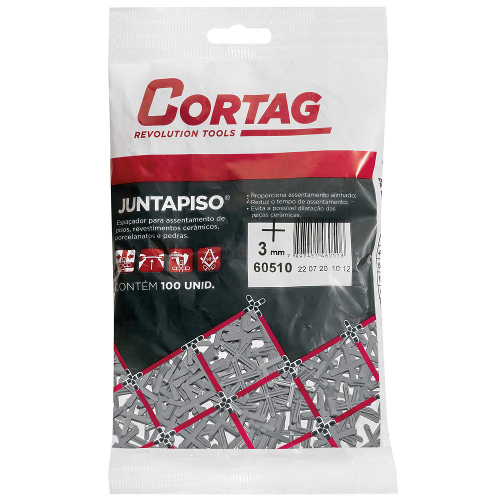 Espaçador de Piso 3mm 100 Peças Cortag Cruzeta Juntapiso Revestimento Rejunte em Oferta na Shopee