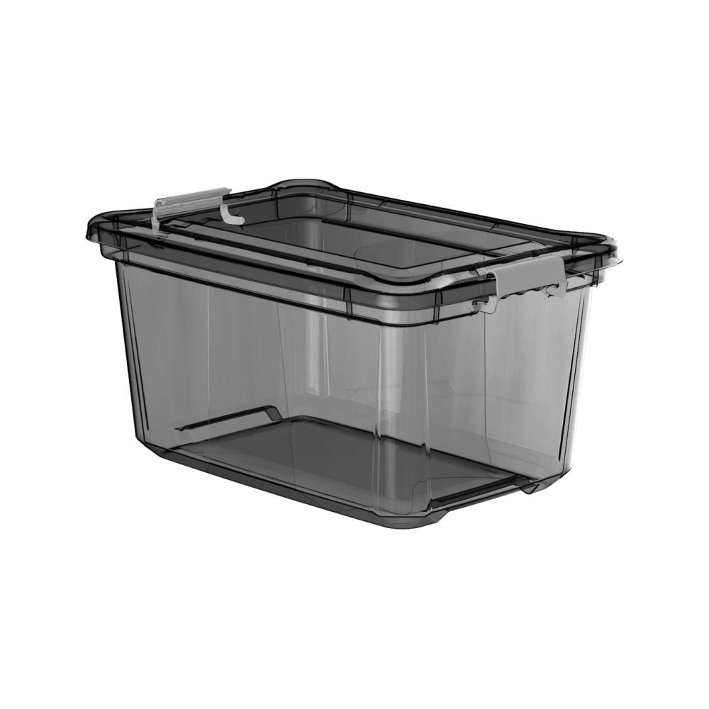 Caixa Organizadora Plasvale 27 Litros Cinza Translúcido - 1481/8890 em Oferta na Shopee