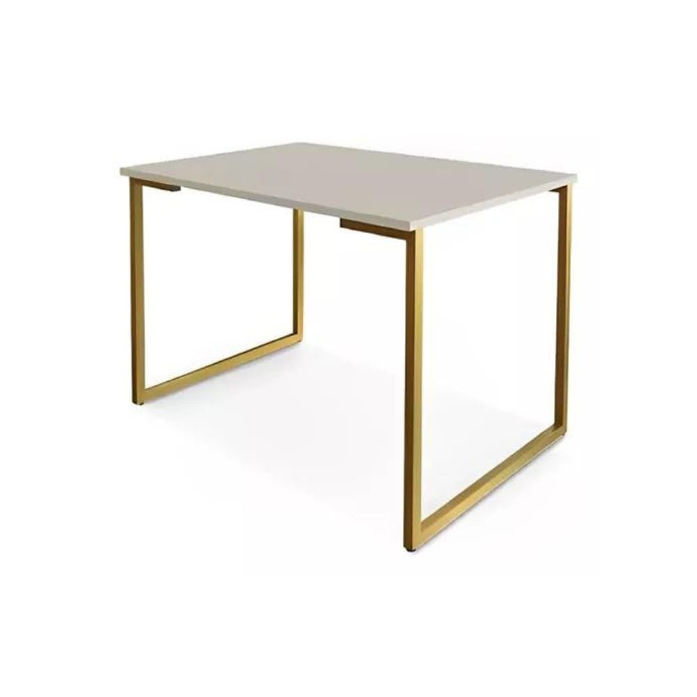 Escrivaninha Industrial Rafaela Com Pés Em Aço Dourado 90cm