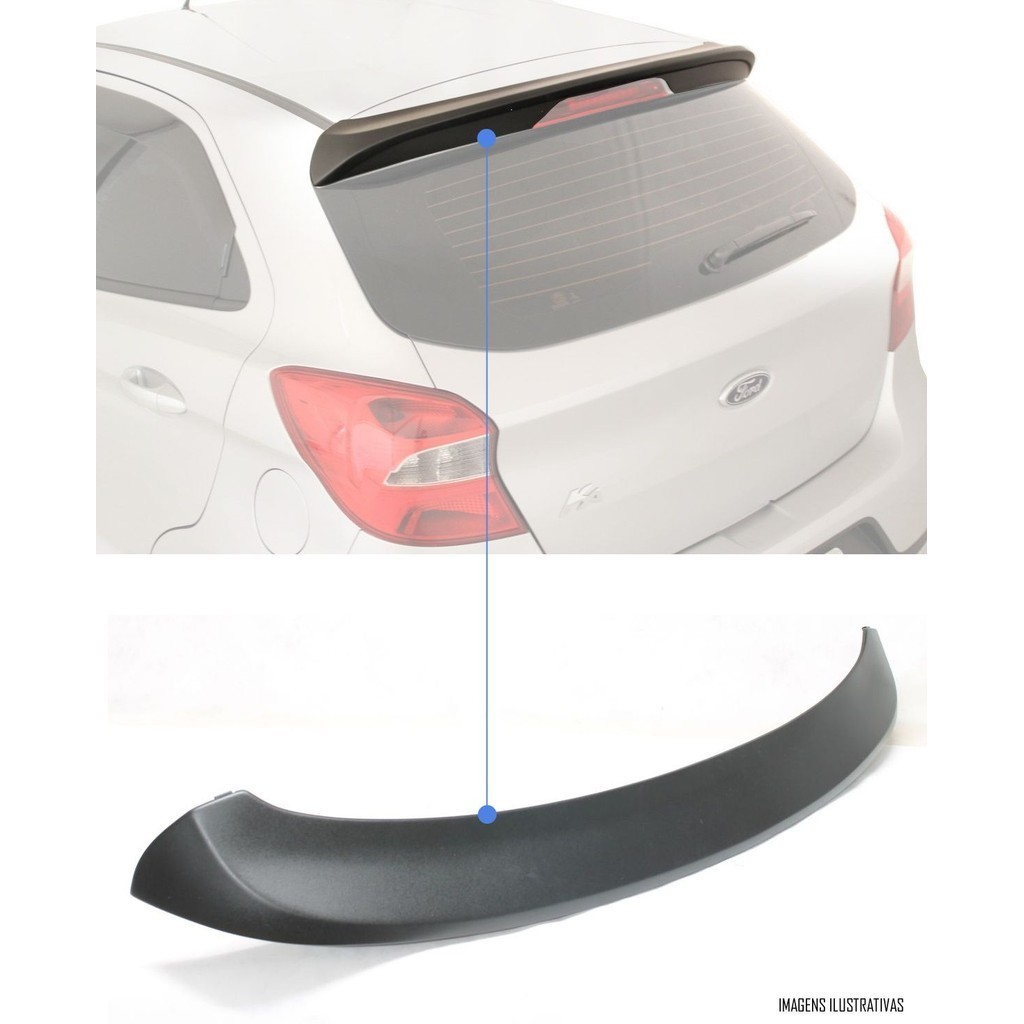 Aerofólio TG Poli Ford Novo Ka 2014 2015 2016 2017 2018 2019 2020 Sem LED 4 Portas Preto