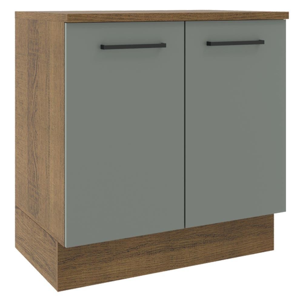 Balcão Armário de Cozinha 80 cm 2 Portas Rustic/Cinza Agata Madesa - Home & Living