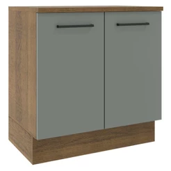 Balcão Armário de Cozinha 80 cm 2 Portas Rustic/Cinza Agata Madesa