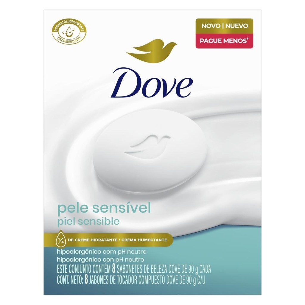 Detalhes do Sabonete em Barra Dove Pele Sensível 90 g 8 unidades
