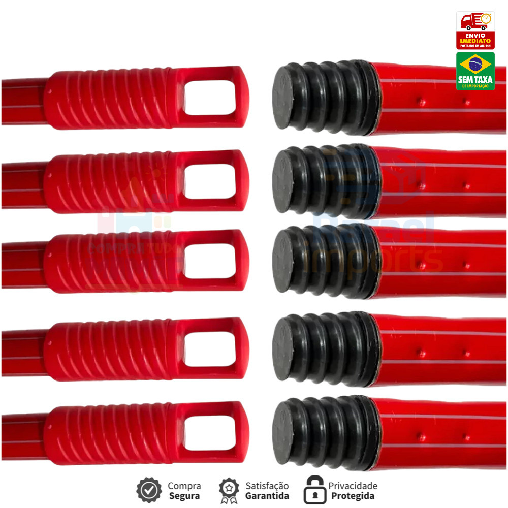Kit 5 Unidades Cabo de Vassoura Rodo 120cm Condor Metálico Plastificado Com Encaixe de Rosca E Alça Para Pendurar