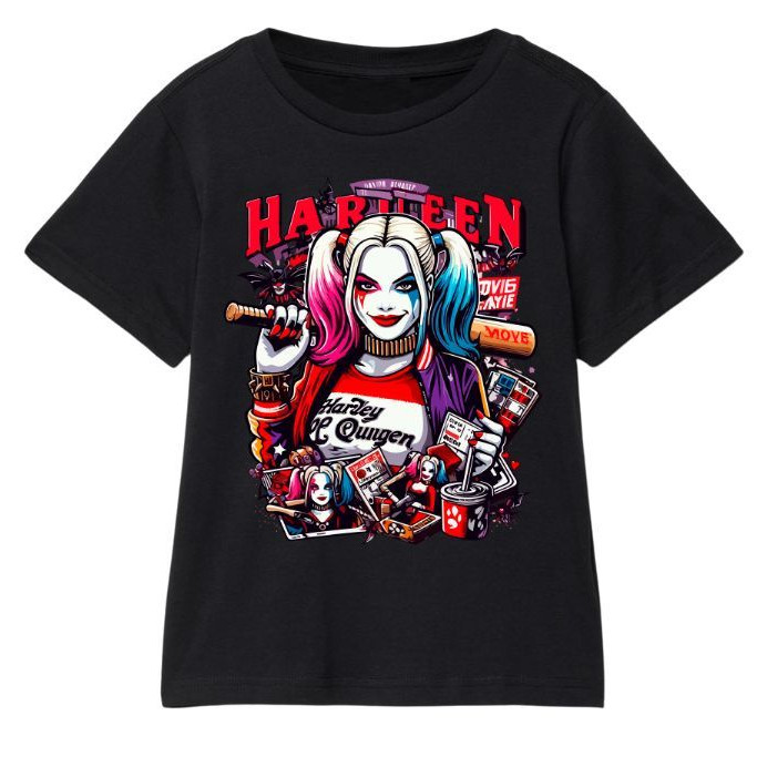 Camiseta Arlequina DC Infantil Camisa Unissex Estampa Harley Quinn personagem