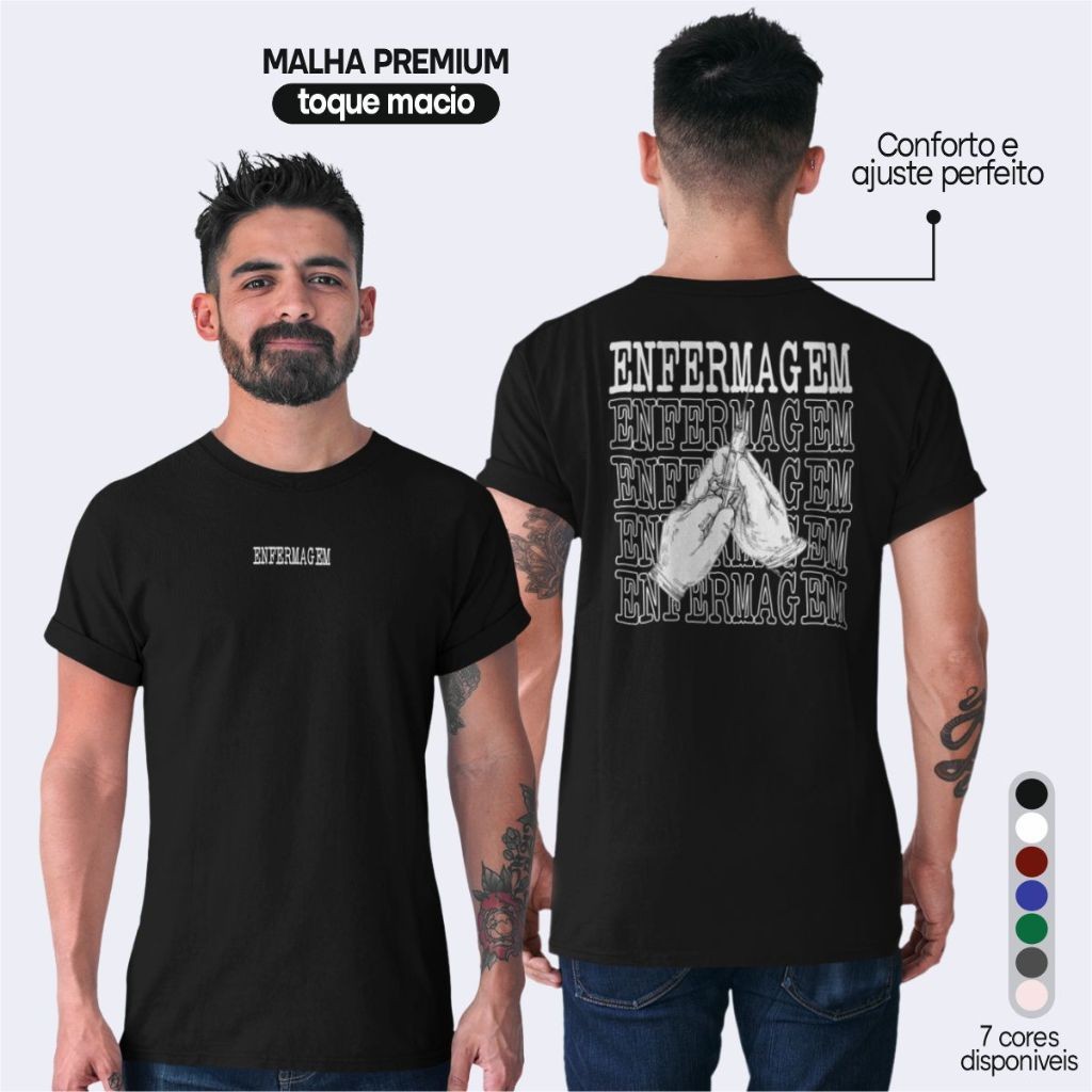 Camiseta Curso Enfermagem Camisa Enfermagem Enfermeira Enfermaria Curso Tecnico 100% Algodão