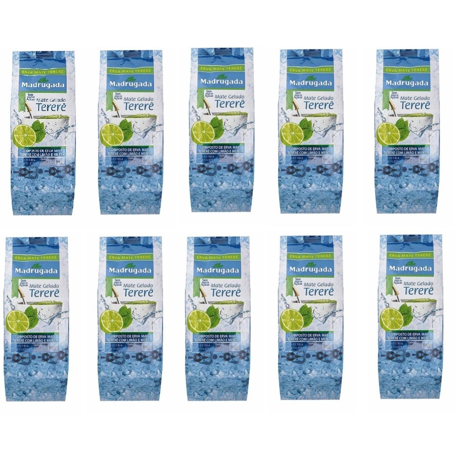 Kit 10 pacotes Erva-mate Tererê Limão e Menta Madrugada 500g cada
