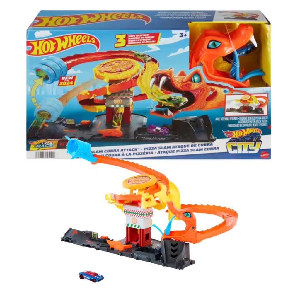 Hot Wheels City Pista de Brinquedo Ataque de Cobra vs Pizzaria C/ 1 Carro Hot Wheels 1:64 - 112723