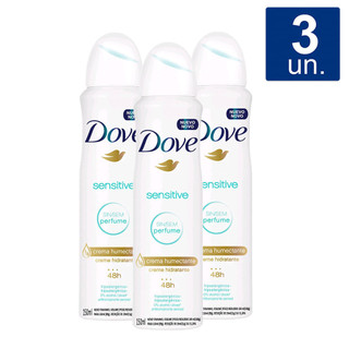Kit 3X Desodorante Antitranspirante Aerosol Dove Sensitive Sem Perfume co em Oferta na Shopee