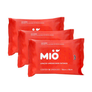 Kit 3 Lenço Umedecido Íntimo Mió com 16 Unidades em Oferta na Shopee
