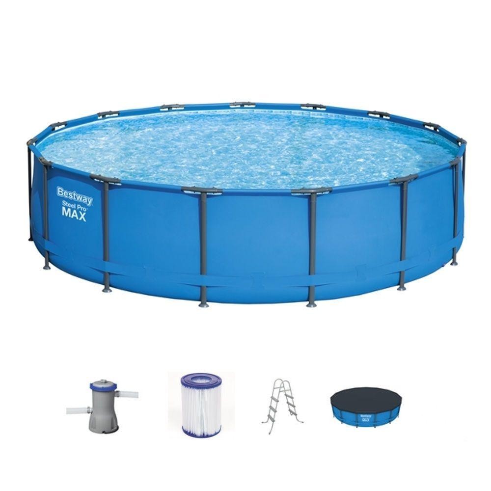 Piscina Estruturada Bestway Steel Pro Max 14970 Litros com Filtro Escada Capa - Sports & Outdoors
