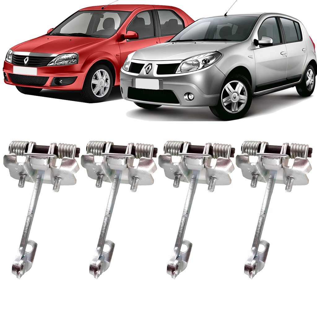 Kit 4 Limitador Porta Logan Sandero 2007 a 2013 Dianteiro e Taraseiro Sem Lado Especifico