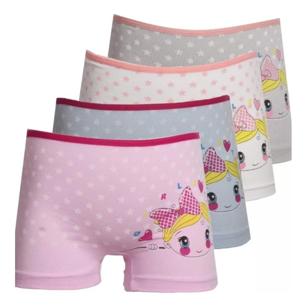 Kit 6 Calcinhas Infantil Box Macia E Suave Menina