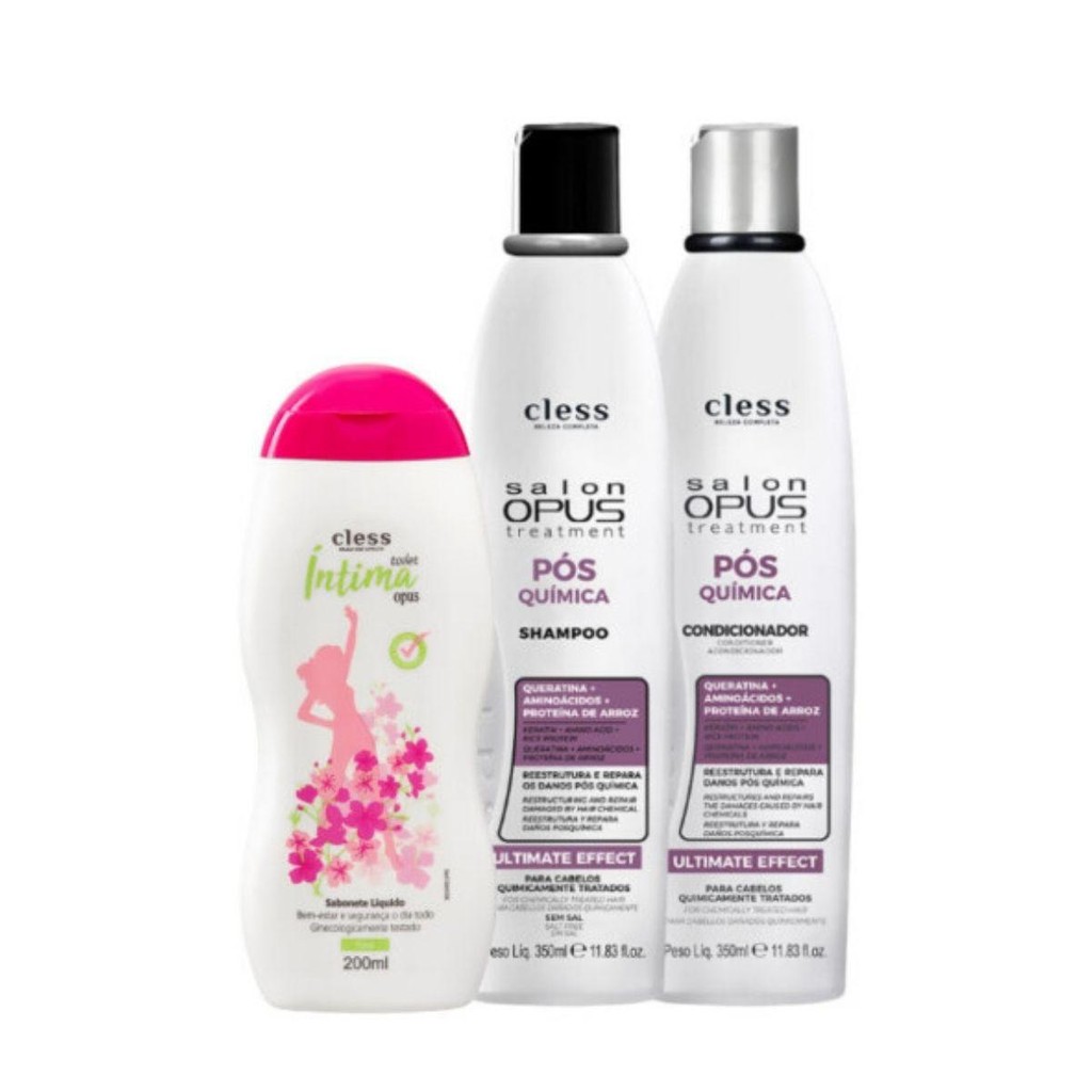 Kit Salon Opus Pós Química 3pc (Sh 350ml + Cond 350ml + Sab Int 200ml) em Oferta na Shopee