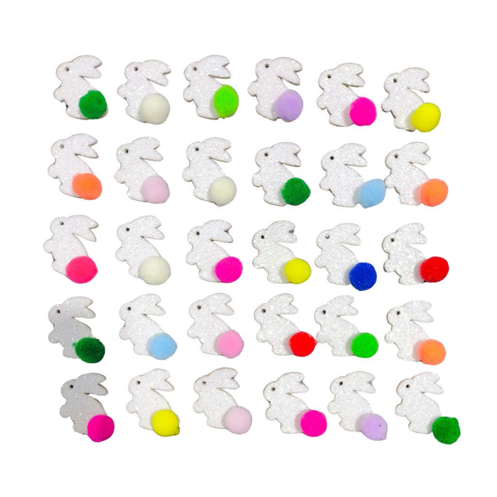 Kit 100 Adesivos Páscoa Pet Pompom eva Glitter Banho tosa