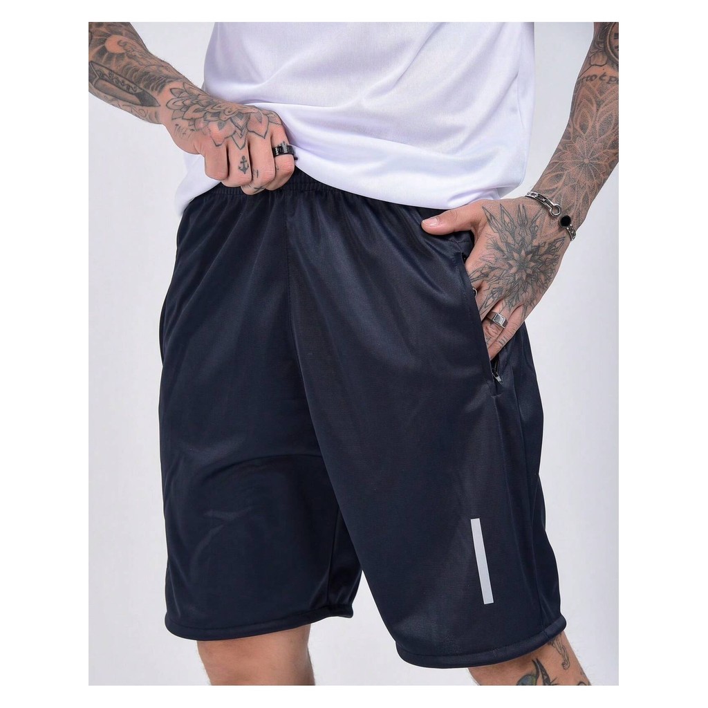 Bermuda Masculina drifit Chimpa Refletiva Com Zíper no Bolso treino corrida esporte ao ar livre